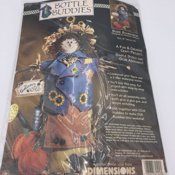 Suzie Scarecrow Dimensions Bottle Buddies Fall Autumn Thanksgiving Halloween - Picture 10 of 10